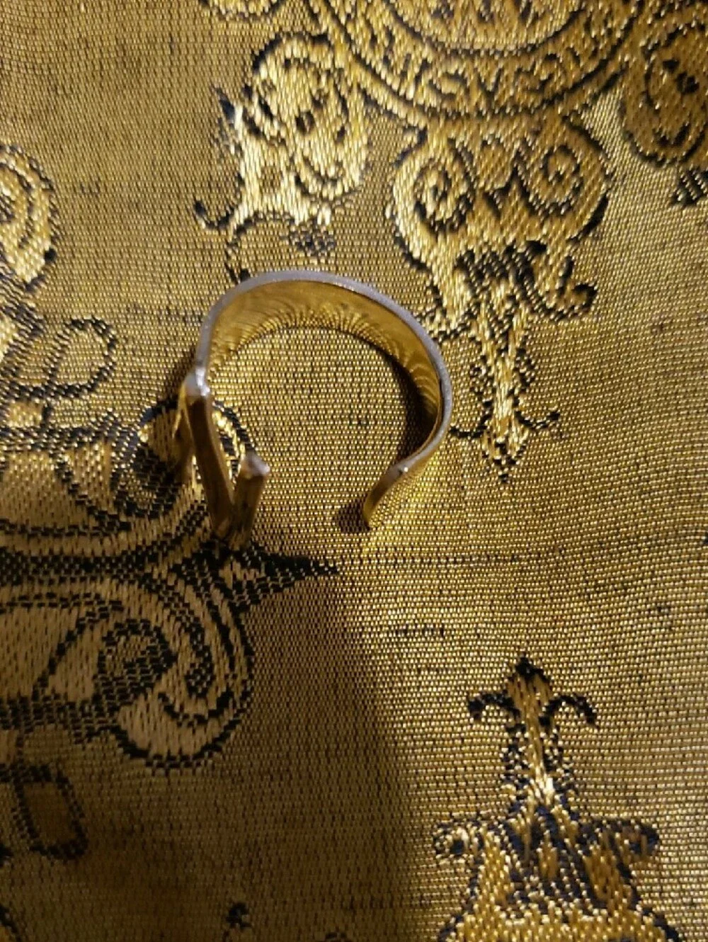Gold Toned Letter 'N' Open Band Ring